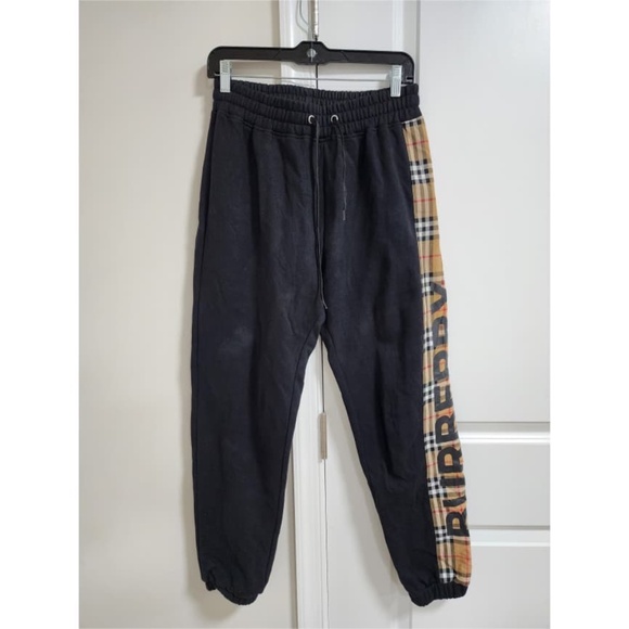 Authentic Burberry Black Cotton Check Drawstring Pants - Picture 1 of 8